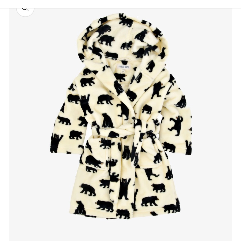 Little Blue House Robe house coat black bears on natural little kids collection